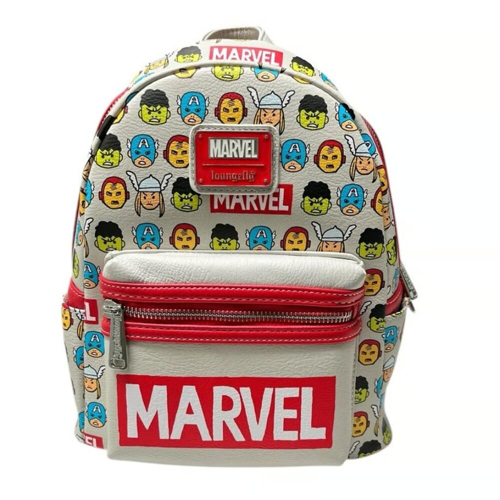 NWT Loungefly x Marvel Chibi Avengers Mini Backpack – Red Trim, 10.5”